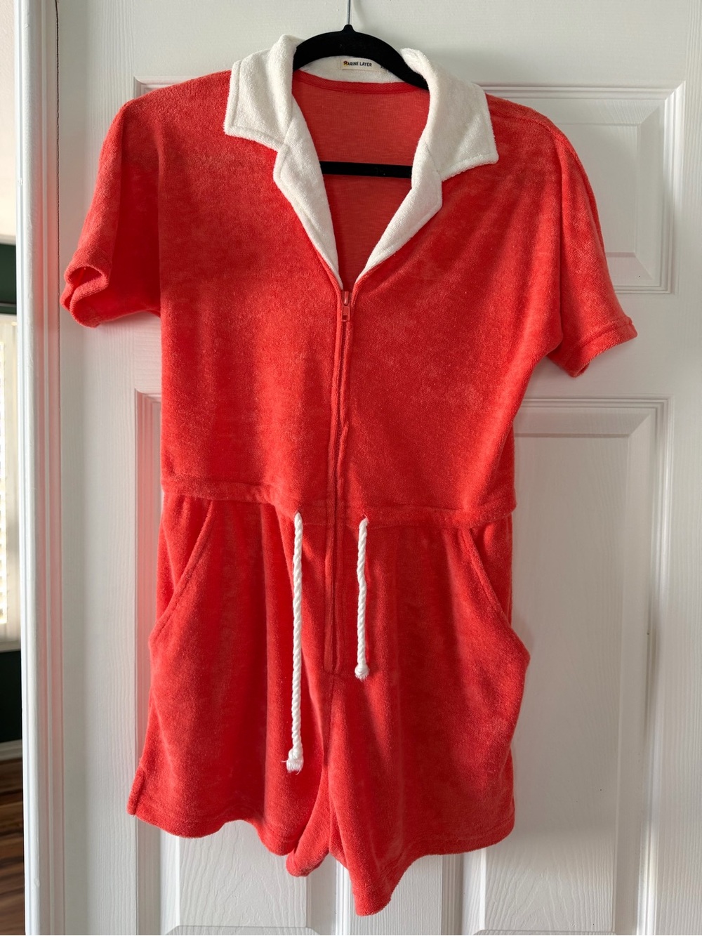 Marine Layer Coral Pink Terry Collar Pullover